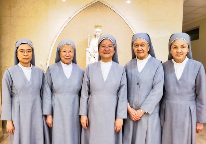 HONG KONG (SE): The general council of the Sisters of St Paul de Chartres (Rome) has chosen a new provincial superior and provincial assistants for the Hong Kong Province. From left to right: Sister Winne Marie Yau; Sister Lily Antonia Fung; Sister Joanna Marie Cheung, provincial superior; Sister Marie Timothee Chow and Sister Ophelia Marie Lui. 