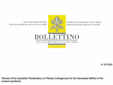 Decree of the Apostolic Penitentiary on Plenary Indulgences for the deceased faithful in the current pandemic