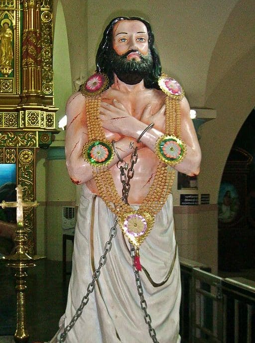 A statue of Devasahayam Pillai, St. Francis Xavier Cathedral, Kottar, Nagercoil, India. Photo: Kumbalam via Wikipedia/ CC BY-SA 3.0
