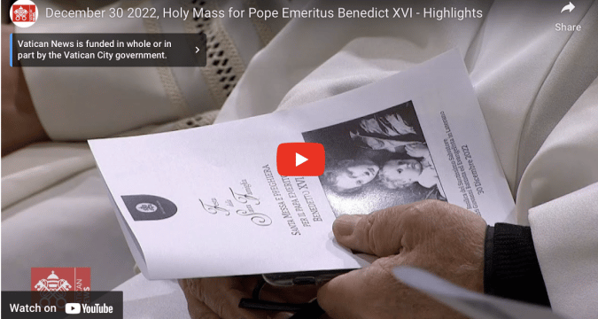 Special Mass celebrated for Pope Benedict XVI