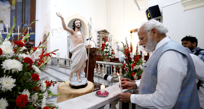 Modi at Delhi Cathedral on Easter Sunday