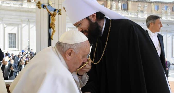 Pope greets Russian Orthodox official