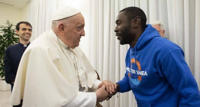 Pope welcomes migrant he’s been praying for since July