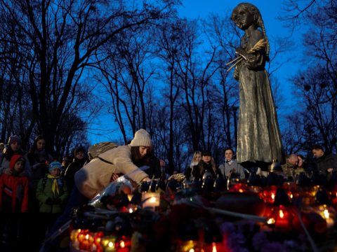 Kyiv’s cathedral damaged in drone attack as Ukraine marks Holomodor genocide