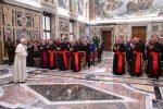 Pope Francis arrives for a meeting with members and consultants of the Dicastery for Laity, the Family and Life on November 16. Photo: CNS/Vatican Media