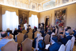 Pope Francis addresses participants at a Vatican conference sponsored by the Pontifical Academy of Social Sciences on February 7. Photo: CNS/Vatican Media