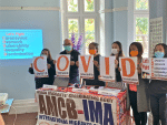 Migrant rights group calling for more care for foreign domestic workers during the Covid 19 epidemic at a press conference on March 16.