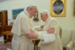 Pope Francis visits Pope Benedict XVI, at the Mater Ecclesiae Monastery at the Vatican in Decmeber 2018. File photo: CNS/Vatican Media