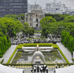The Atomic Bomb Dome at Peace Memorial Park in Hiroshima, Japan, on August 6. Photo: CNS/Kyodo via Reuters