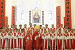Bishops and priests pose after the installation of Bishop Jin Yangke on August 18. Photo: UCAN/supplied