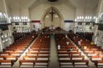Practicing social distancing while attending Mass at a church in Palangkaraya, Indonesia. Photo: CNS/Antara Foto via Reuters