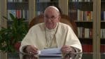 A screenshot of Pope Francis speaking in a video message to participants of the Global Compact on Education, on October 15. Photo: CNS screenshot/Vatican Media