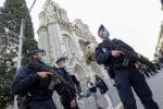 Police near Notre Dame Basilica in Nice, France, on October 29. CNS photo/pool via Reuters