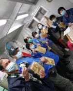 Cleaning workers received virus preventive materials from the labour commission in March this year.