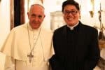 Pope Francis and Father Limchua. Photo: UCAN/supplied