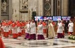 Pope Francis processes through St. Peter’s Basilica during the November 28 consistory for the creation of 13 new cardinals. Photo: CNS/Vatican Media
