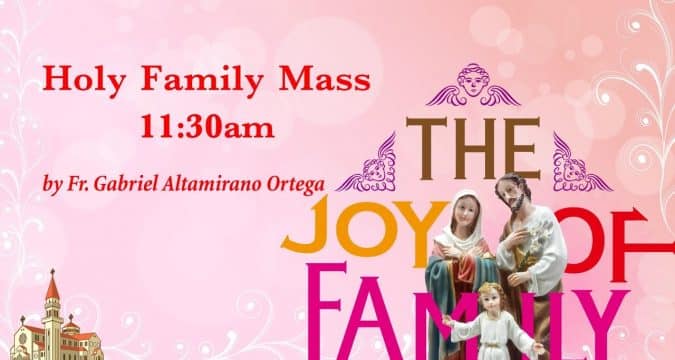 Feast of the Holy Family, from St. Teresa’s Church, Kowloon, Hong Kong, December 27, 11.30am (GMT +8)