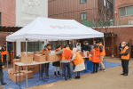 The Myeongdong Babjib project, serving them packed lunches to homeless people at a soup kitchen in Myeongdong Cathedral. Photo: Committee for Communications, Archdiocese of Seoul