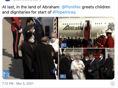 Pope Francis arrives in Iraq