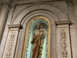 An image of St. Joseph with the Child Jesus at the Chapel of the Dead in the Cathedral of the Immaculate Conception, Caine Road, Hong Kong.