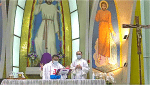 Father Joseph Tan, left), and Father Paul Chen, right, celebrate a Mass at St. Joseph’s parish, Central to mark the feast day of its patron saint. Photo: Screenshot/ Facebook page of St. Joseph’s parish
