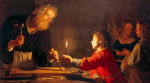 A painting of St. Joseph with the young Jesus from the exhibition at Our Lady of Perpetual Help, Tai O, Lantau.
