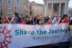 Cardinal Tagle with participants in the Share the Journey walk near the Vatican on October 2018. File photo: CNS/Patrick Nicholson, Caritas Internationalis