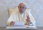 Pope Francis delivers his video message to participants of Where are we with Amoris Laetitia? on June 9. Photo: CNS/Vatican Media