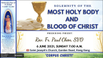 Most Holy Body and Blood of Christ. Mass from St. Joseph's Church, Central, Hong Kong, June 6. 7.00a...