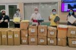 Archbishop Poh of Kuching handing over medical equipment for frontline doctors and health workers at Sarawak General Hospital on June 11. Photo: UCAN/Today’s Catholic