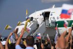 Pope Francis arrives at Bratislava Airport, Slovakia, on September 12. Photo: CNS/Vatican Media