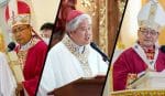 Left to right: Archbishop Peralta, Archbishop Villegas and Archbishop Baccay. Photo: UCAN/Courtesy of Paul Peter Valdepenas & Sabins Studio