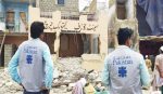 Staff from Caritas Pakistan staff visit the site of the demolished St. Joseph Church in Karachi on August 25. Photo: UCAN/Amir Robin