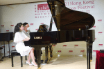 Renowned pianist, Colleen Lee, and Peco Chui performing during a press conference at the Parsons Music Academy, Causeway Bay on June 28.