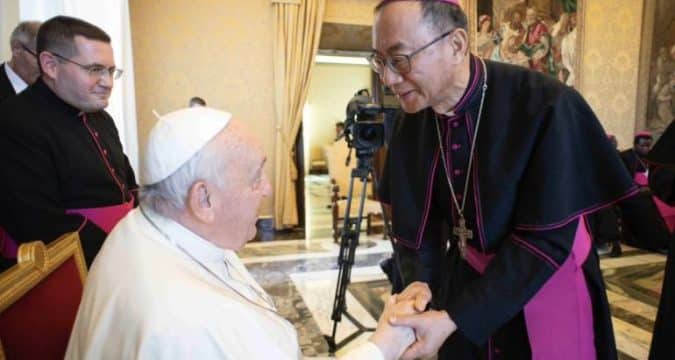 Taiwan’s first indigenous bishop meets Pope Francis