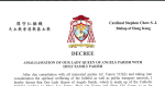 Decree: Amalgamation of Our Lady Queen Of Angels Parish with holy family parish